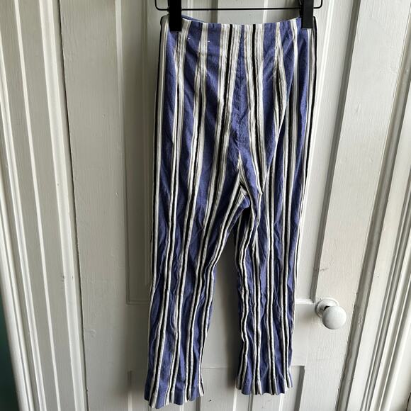 Express Striped Tie Front Wide Leg Cropped Culottes Pants - Picture 4 of 7